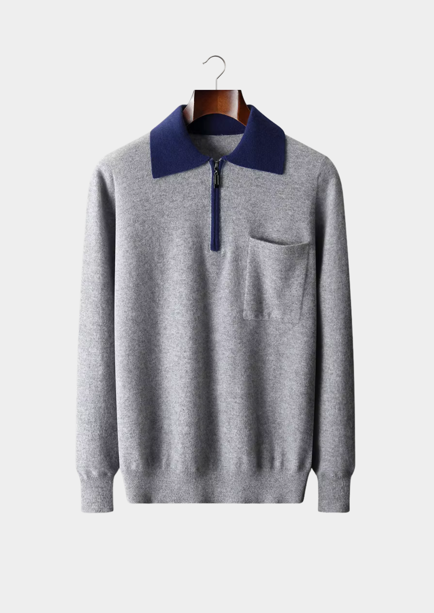 Premium Cashmere Two-Tone Zipper Polo