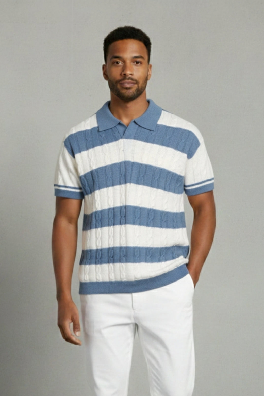 White Stripe Polo – Premium Cotton