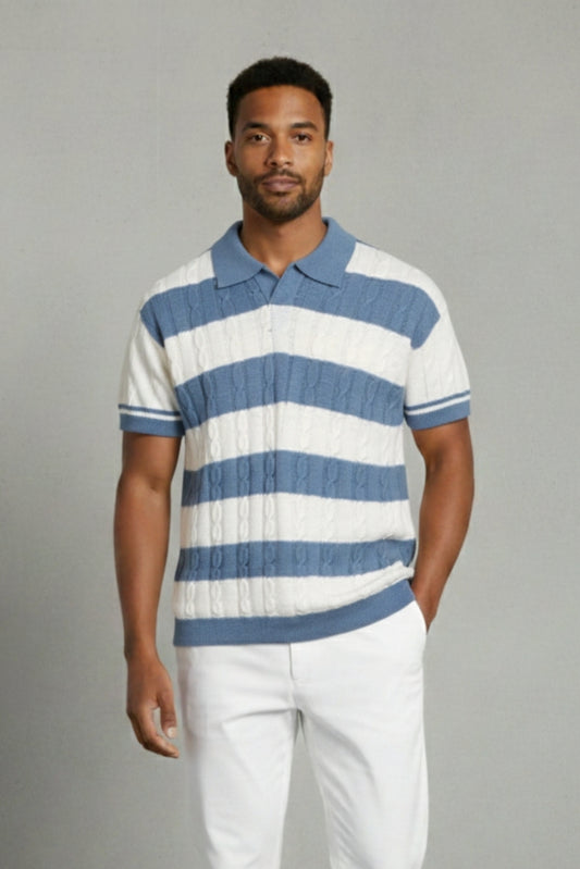 White Stripe Polo – Premium Cotton