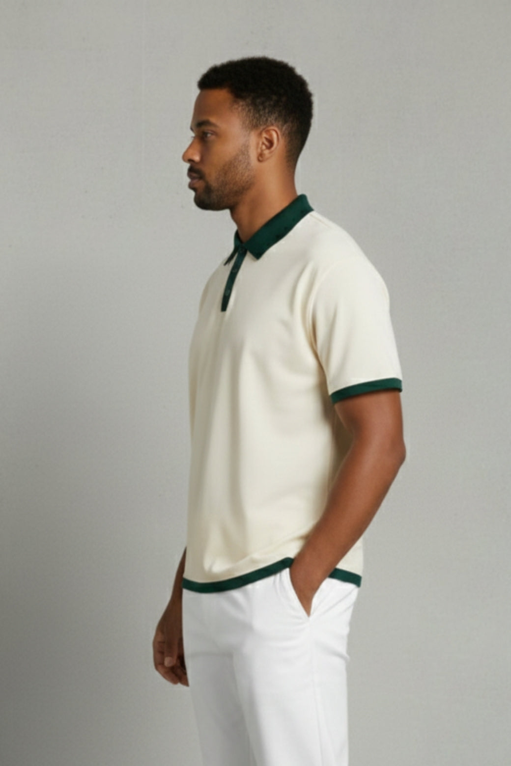 Striped Textured Button Polo – Premium Knit