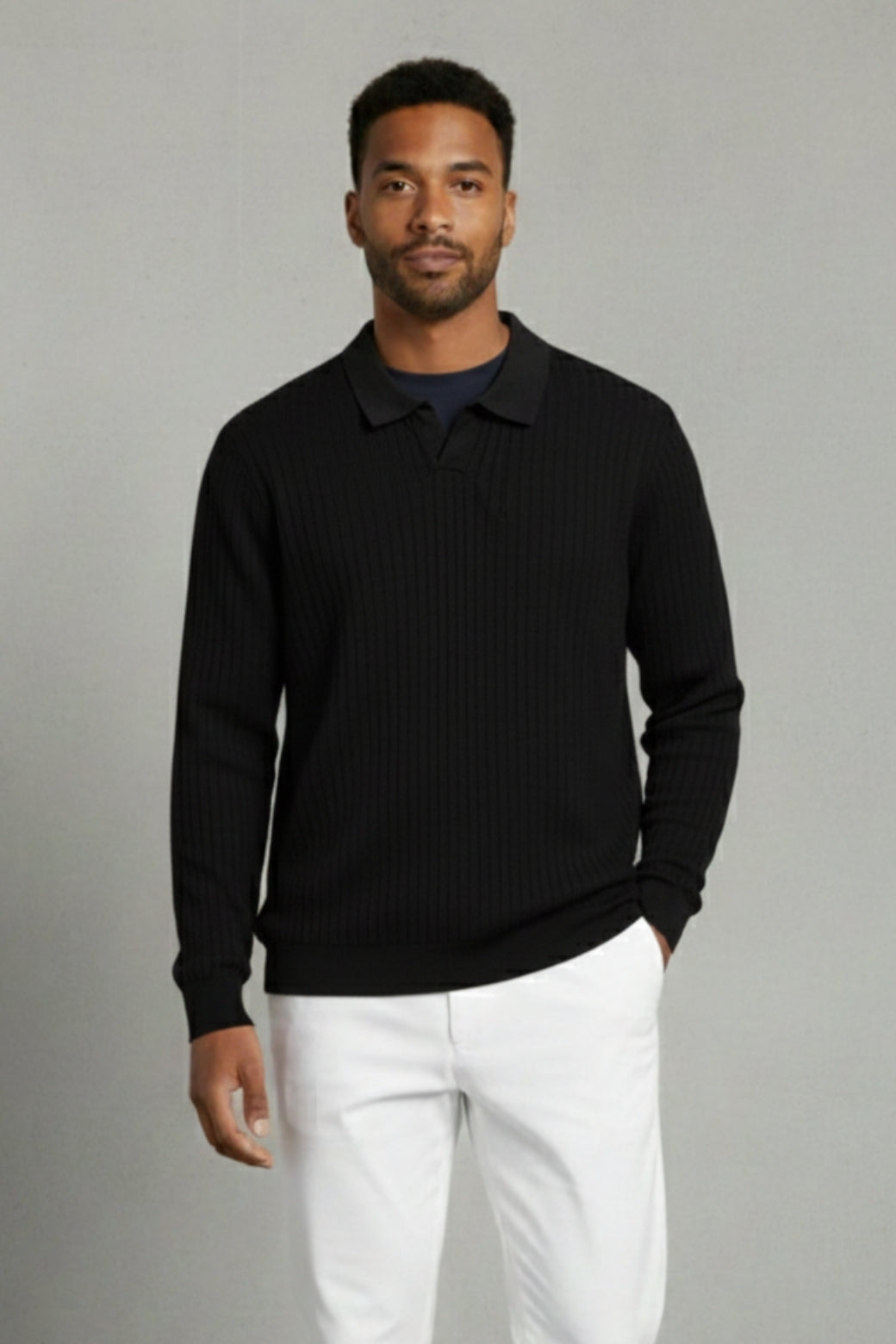 Striped Long Sleeve Polo – Premium Cotton