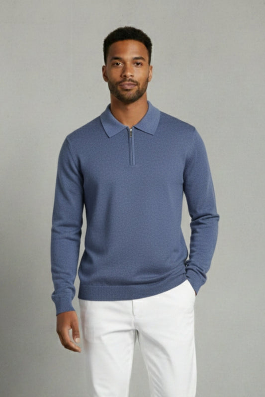 Striped Long Sleeve Polo