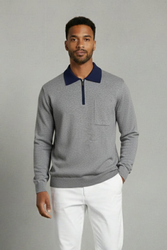 Cashmere Two-Tone Zipper Polo – Premium Cashmere