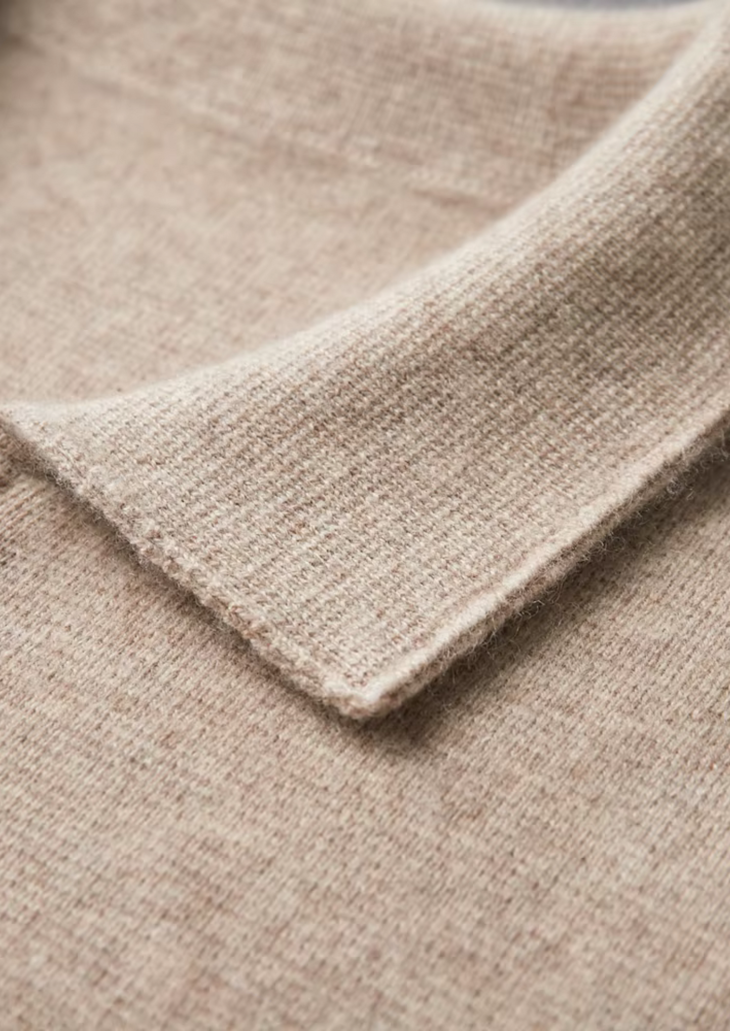 Extra-Fine Merino Wool Zip Polo Cardigan Sand