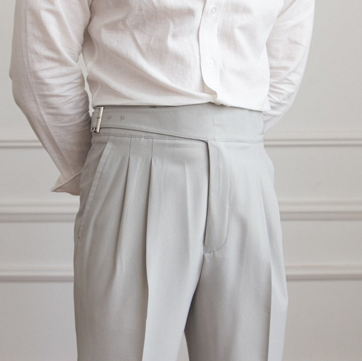 Premium Gurkha Pleated Straight Fit Trousers Beige
