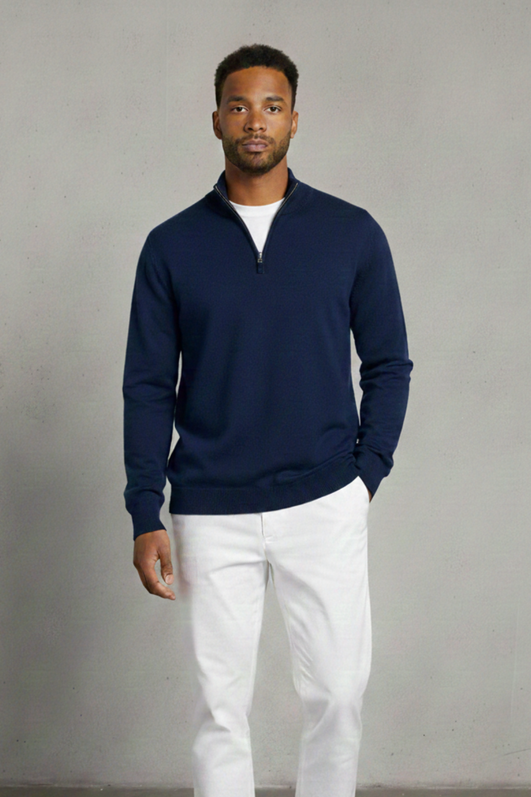 Merino Wool Full-Zip Navy