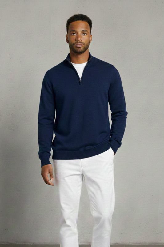 Merino Wool Full-Zip Navy