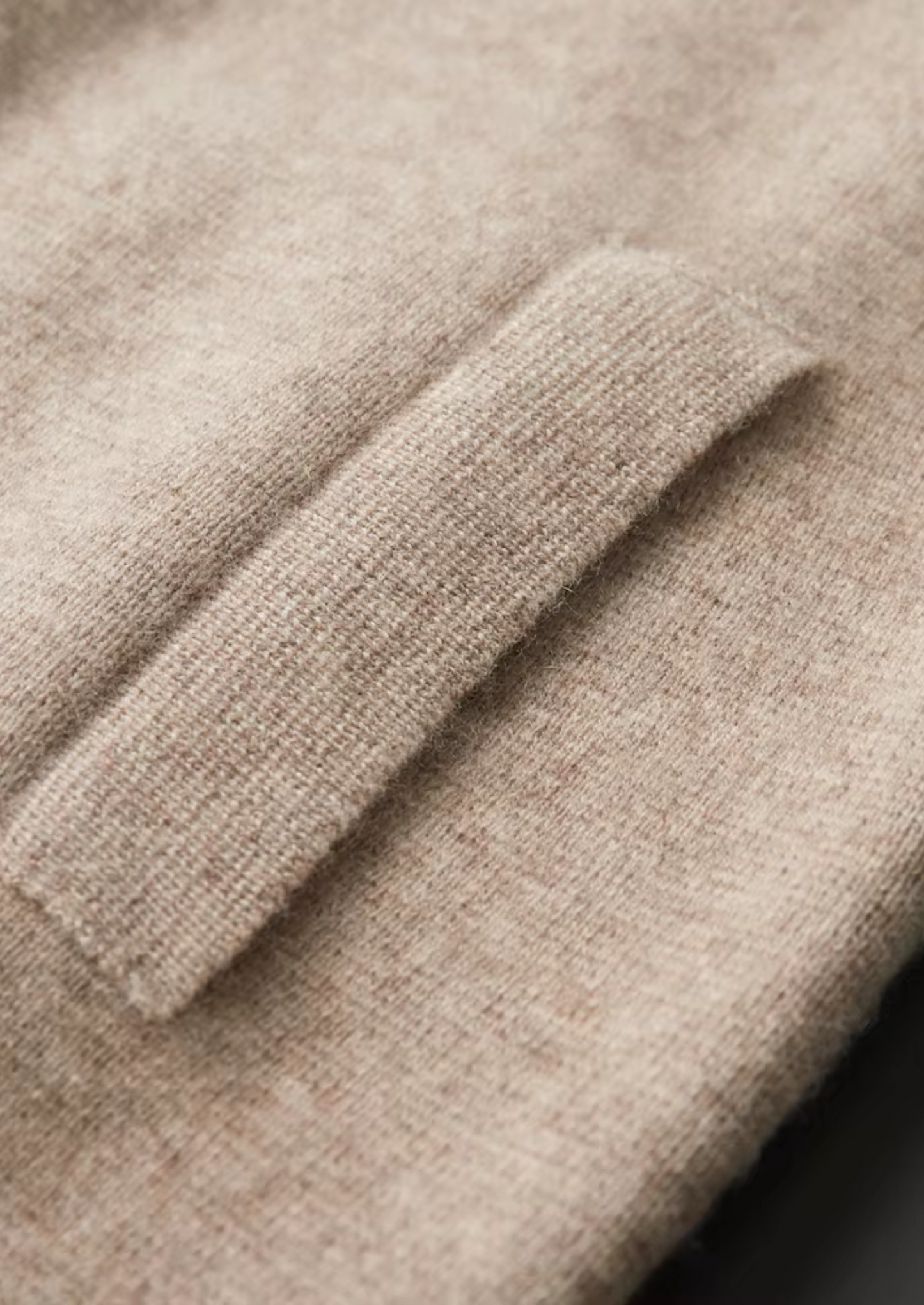 Extra-Fine Merino Wool Zip Polo Cardigan Sand