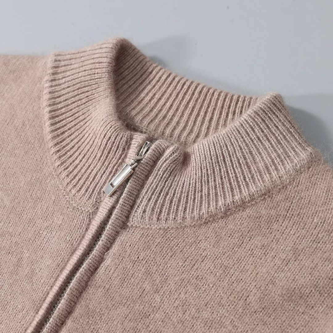 Cashmere Zip-Up Sweater – 100% Premium Cashmere