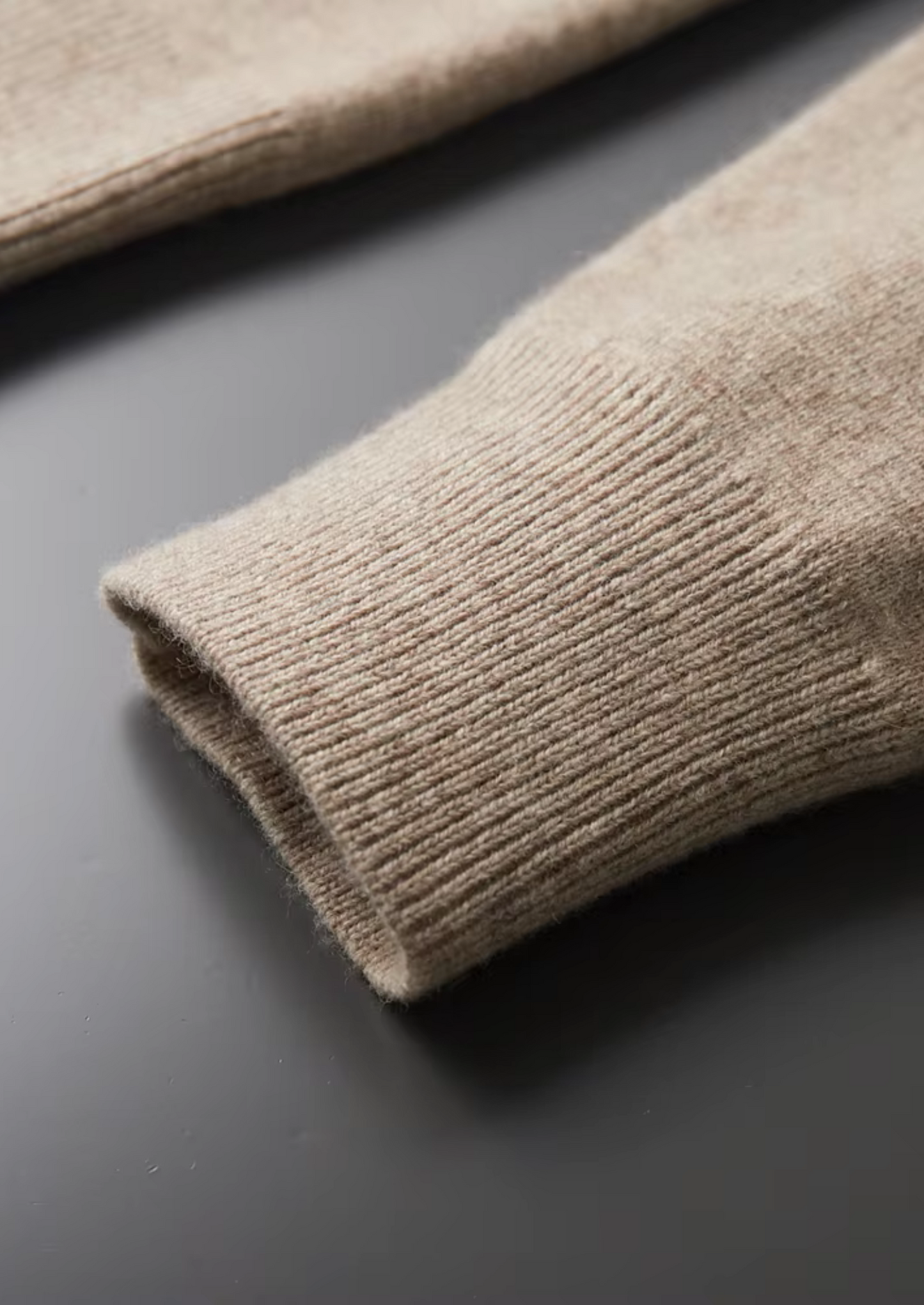 Extra-Fine Merino Wool Zip Polo Cardigan Sand