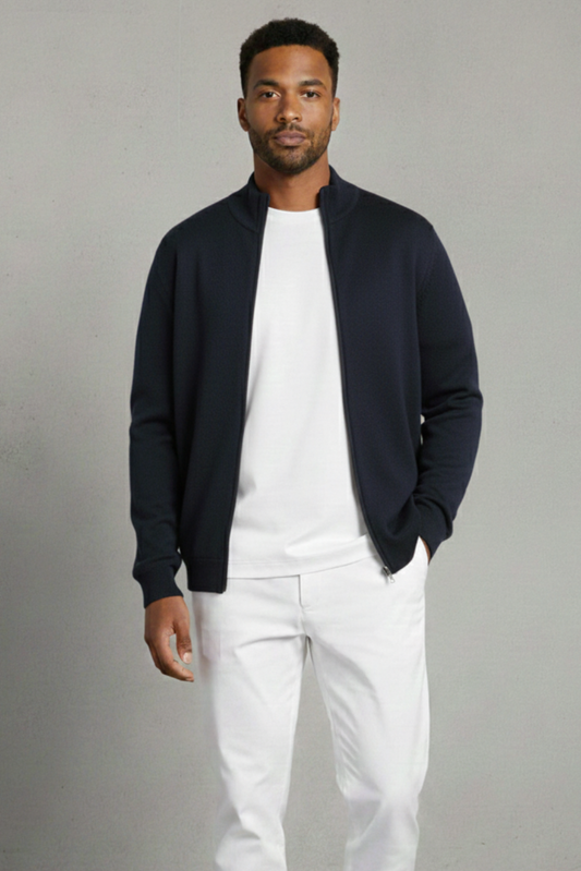 Merino Wool Half-Zip Navy