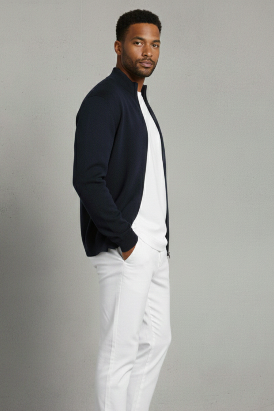 Merino Wool Half-Zip Navy