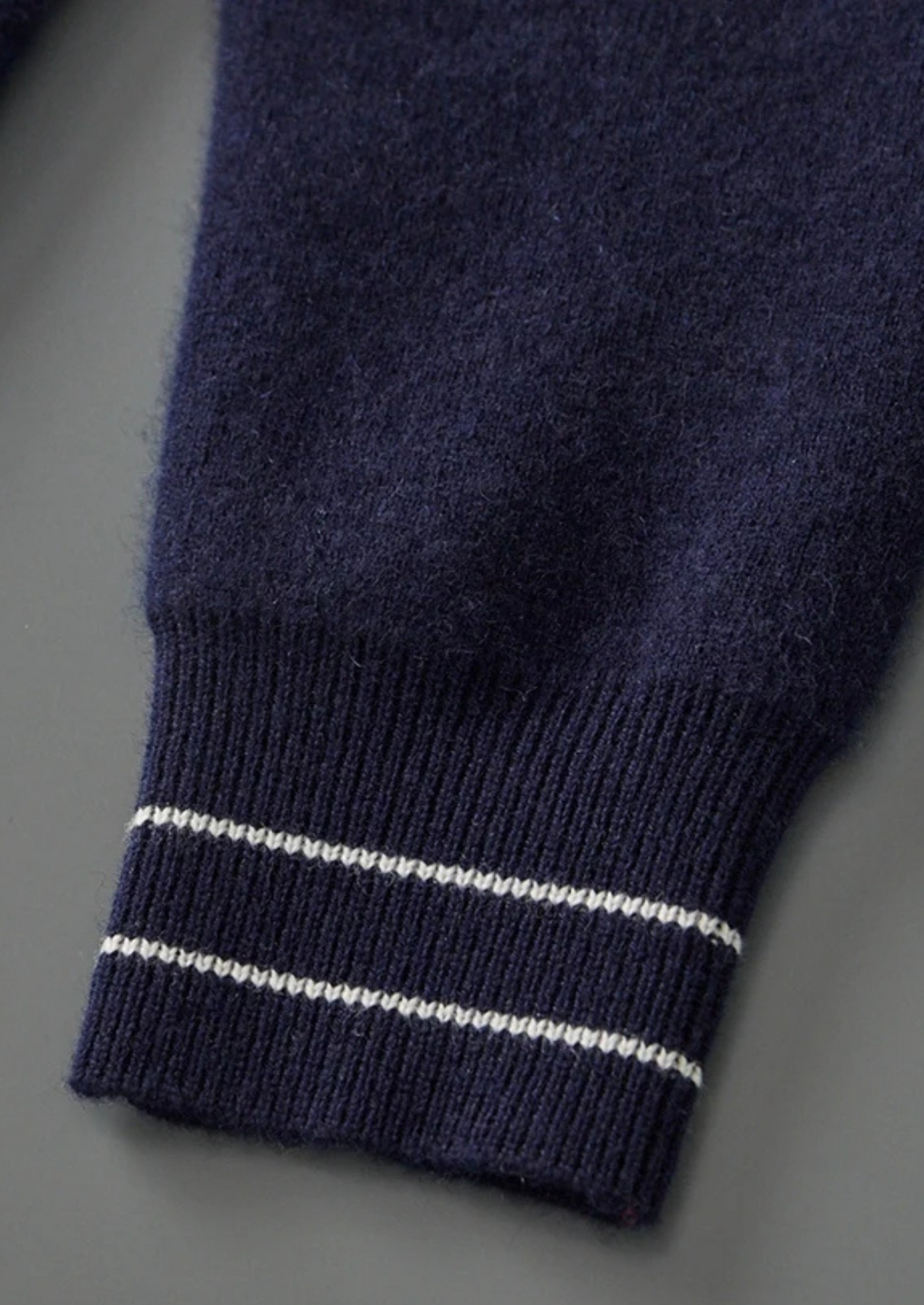 Extra-Fine Merino Wool Two-Tone Polo Cardigan