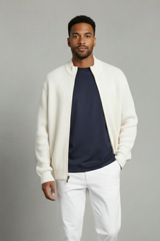 Solid Knitted Crewneck Sweater – Cotton Blend