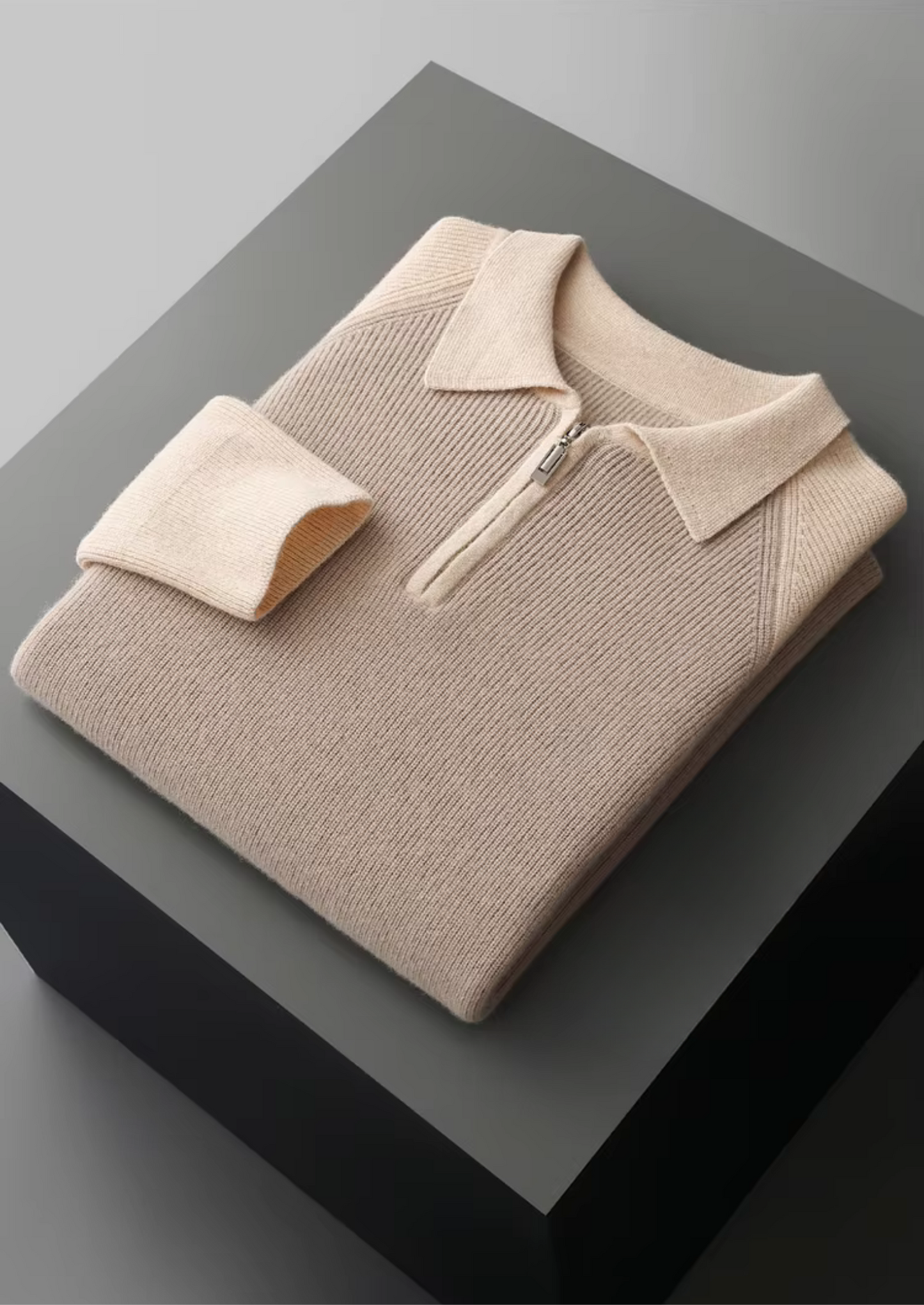 Two-Tone Zipper Sweater Polo