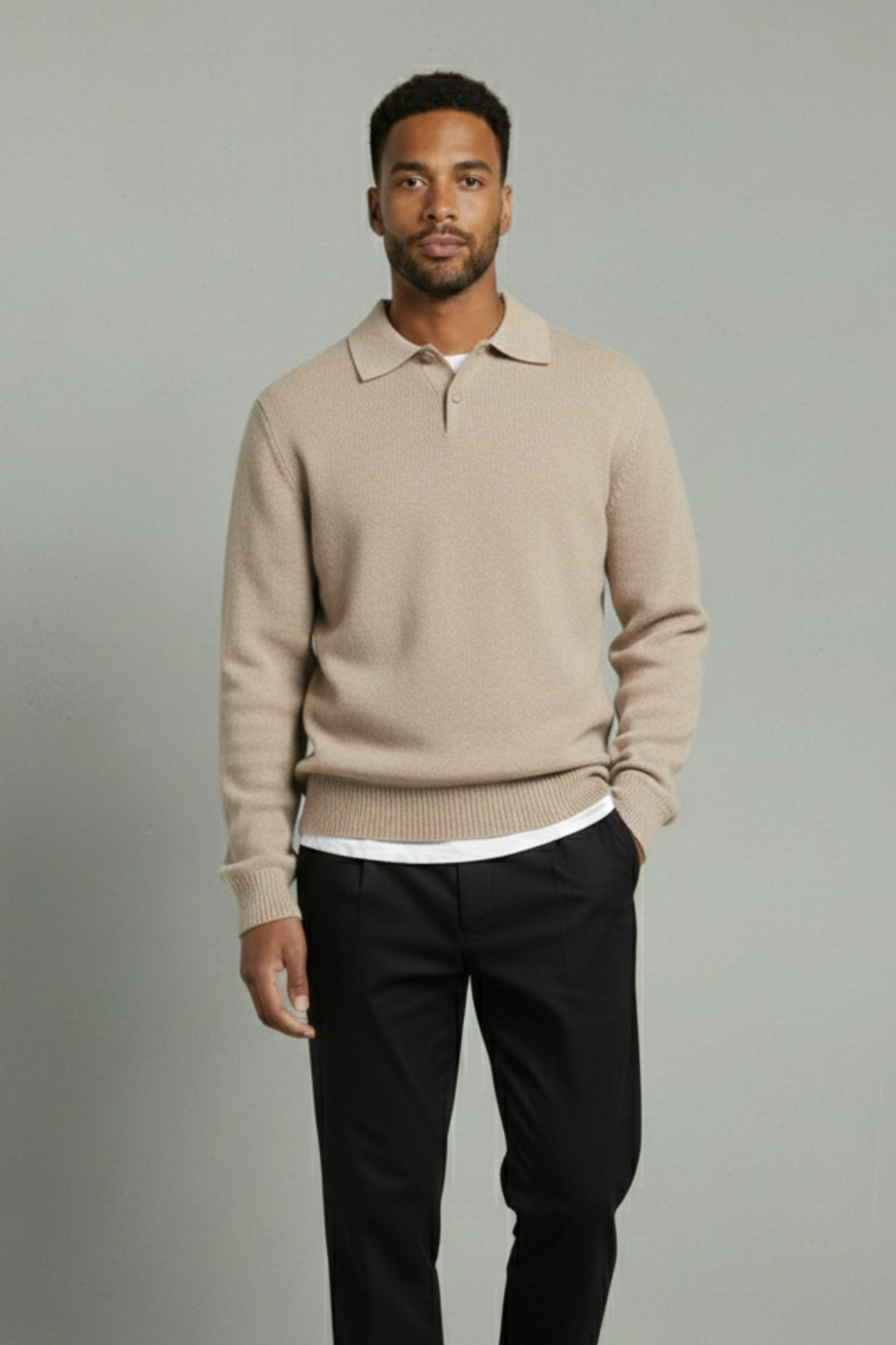 Woolen Button Half-Zip – 100% Wool