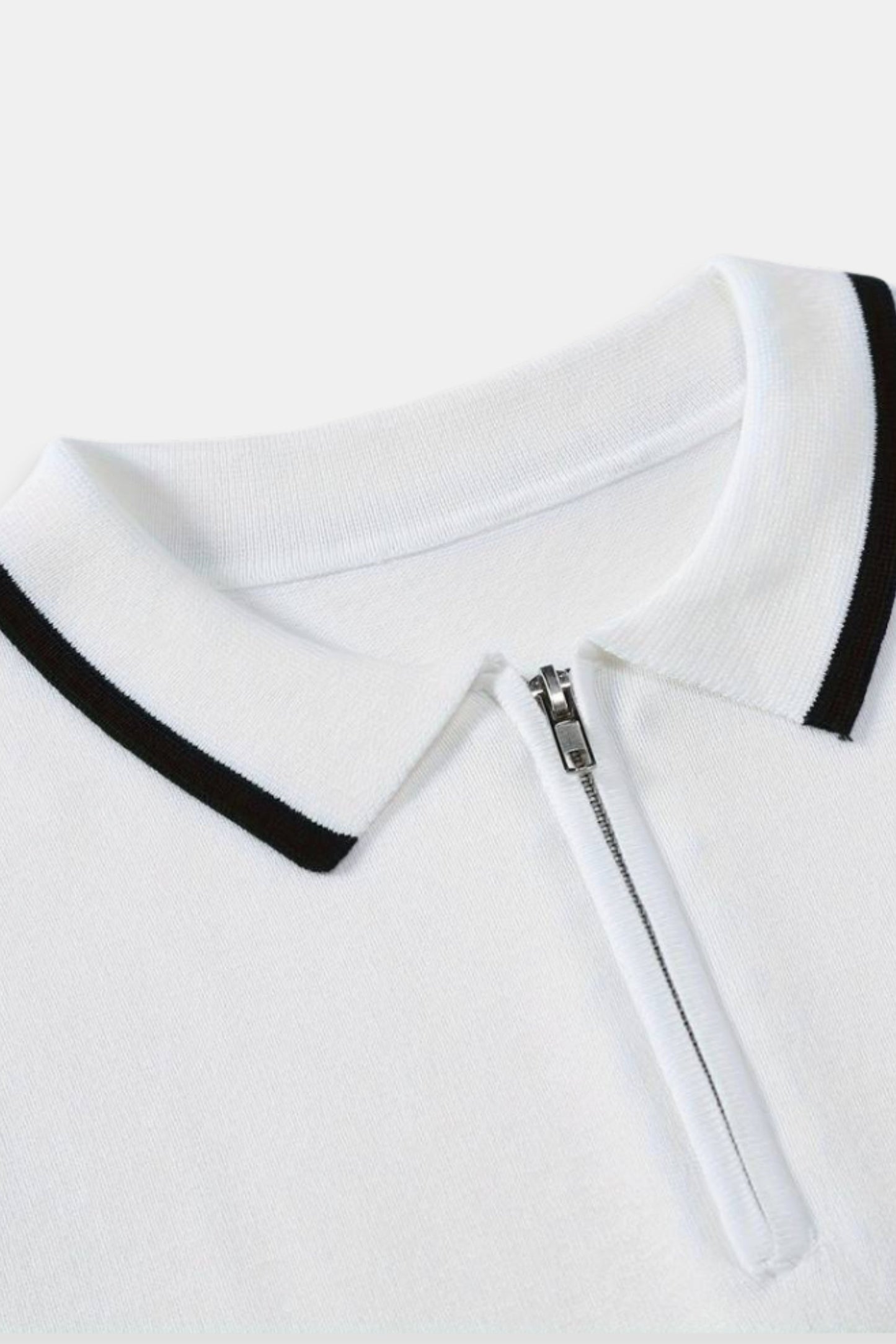 Geometric Textured Zipper Polo