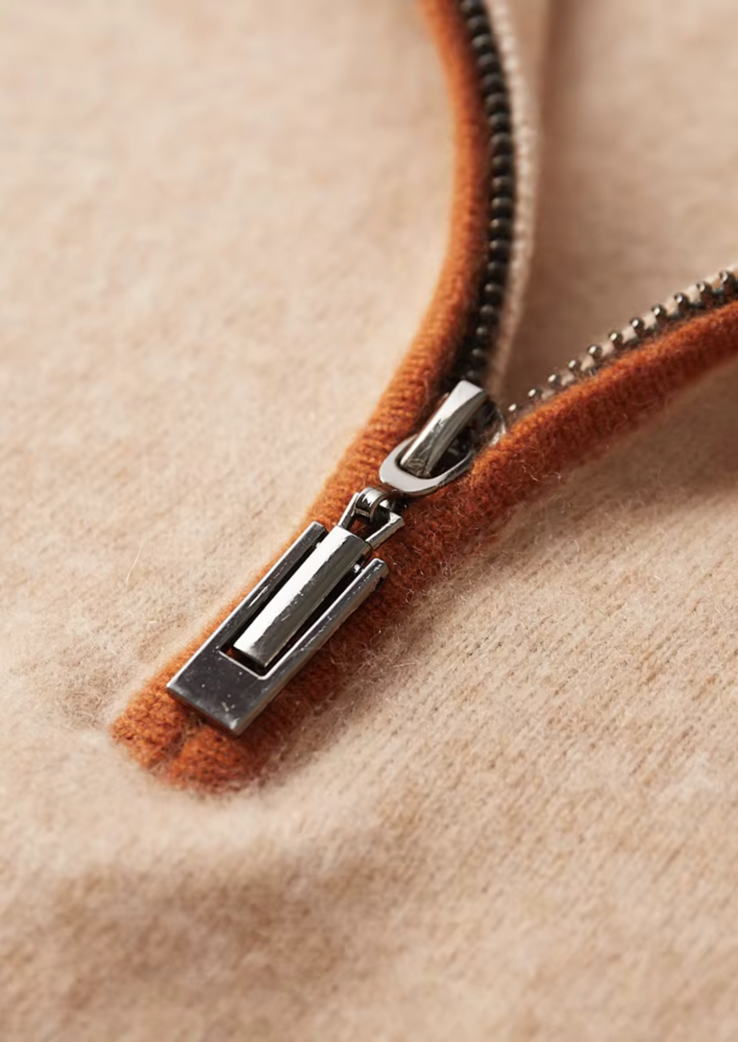 Premium Cashmere Two-Tone Zipper Polo