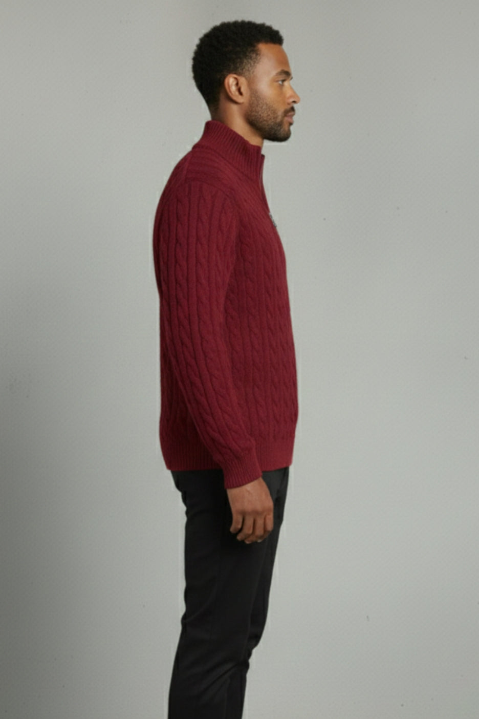 Premium Cable Knit Half-Zip Sweater Ivory