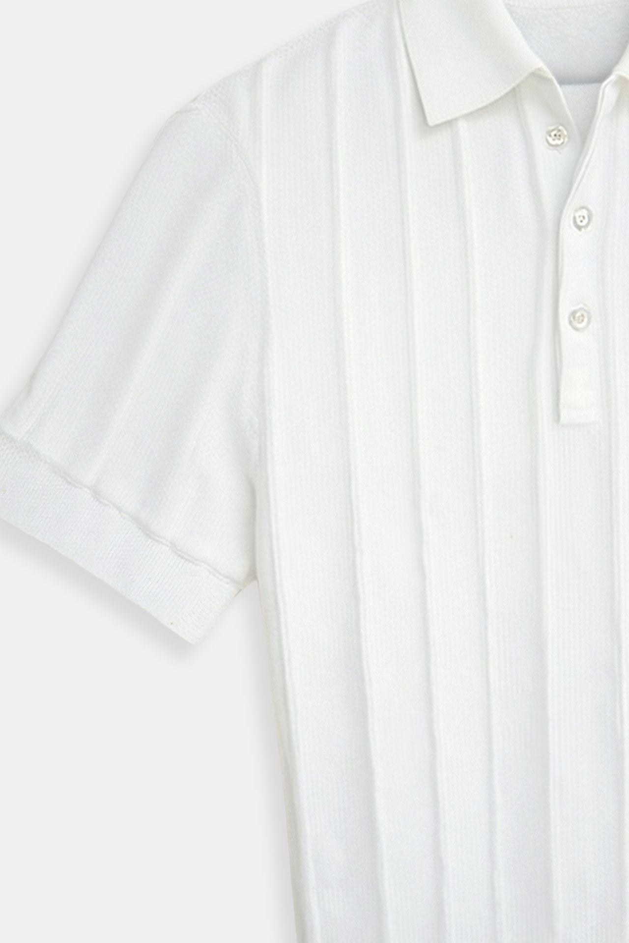 Vertical Striped Button Polo