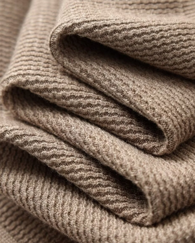 Textured Knit Polo Sweater – Polyester