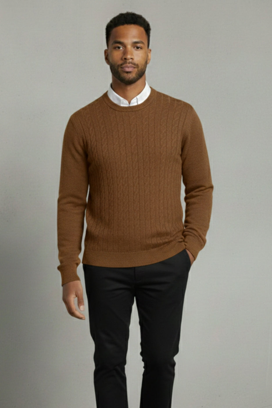 Premium Cable Knit Cotton Sweater Ivory