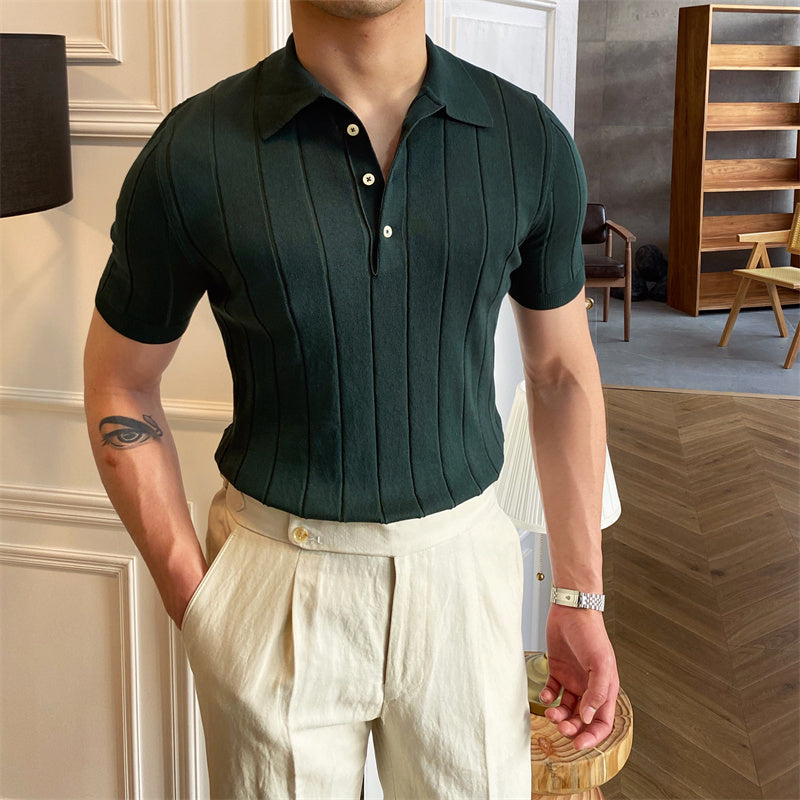 Premium Pleated Knitted Polo Sage