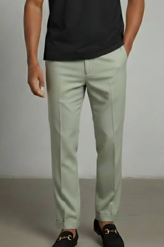 Premium Seersucker Double Pleated Trousers Ivory