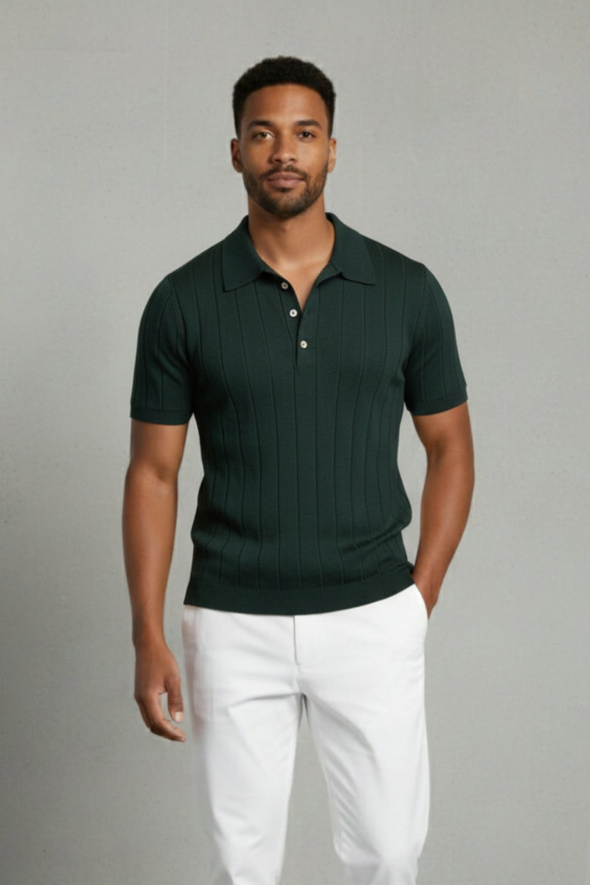 Premium Pleated Knitted Polo Sage