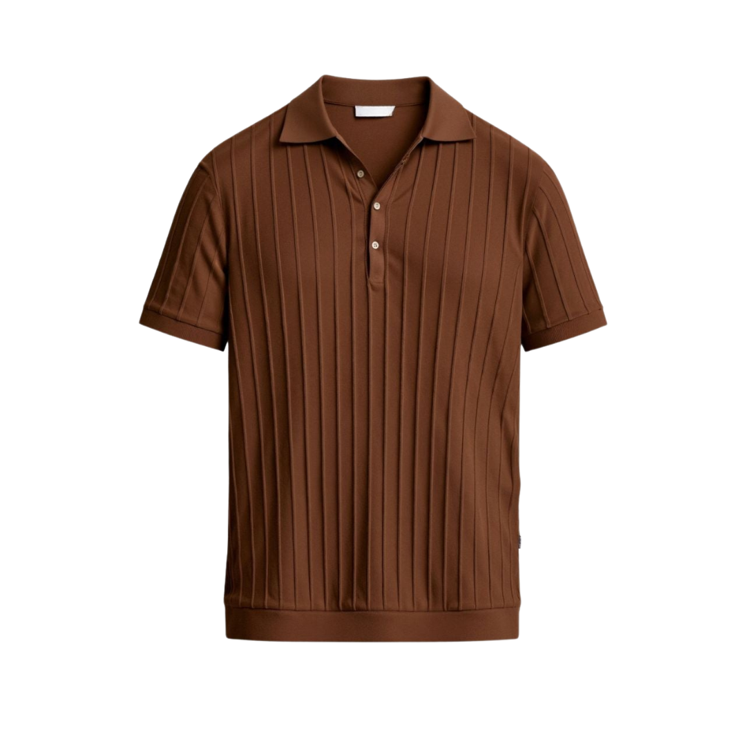 Vertical Striped Button Polo