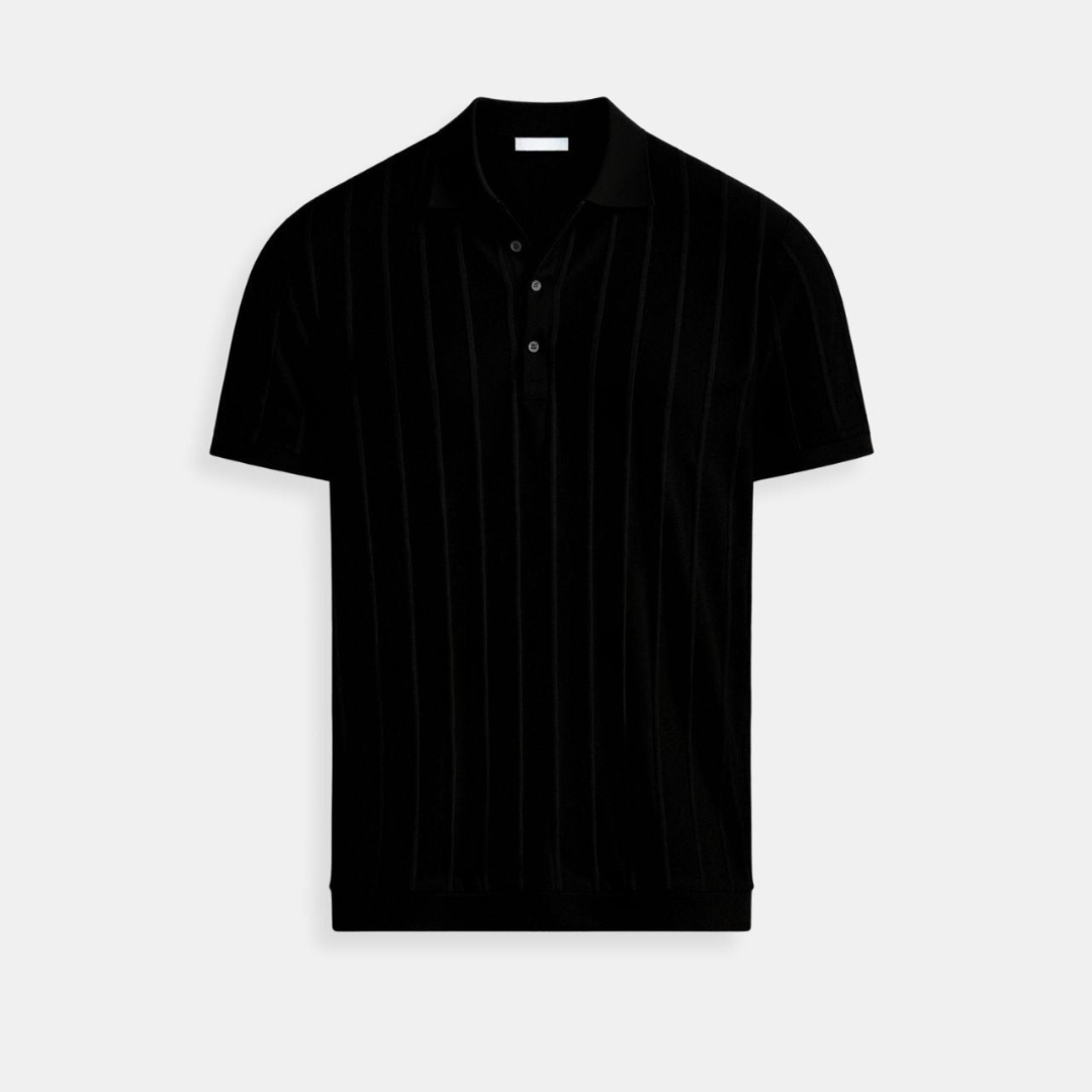 Vertical Striped Button Polo