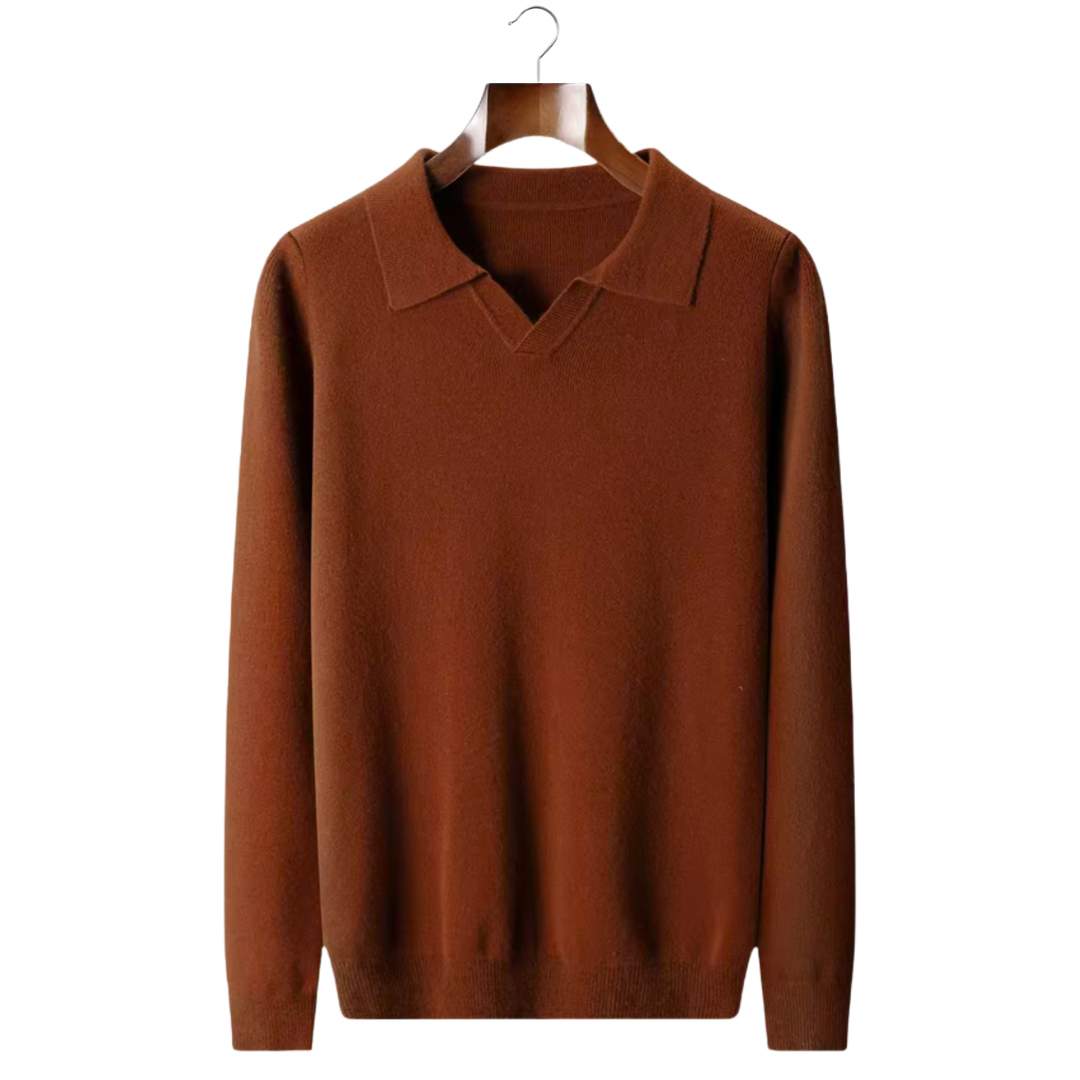 NOBA Wool Ribbed Buttonless Polo