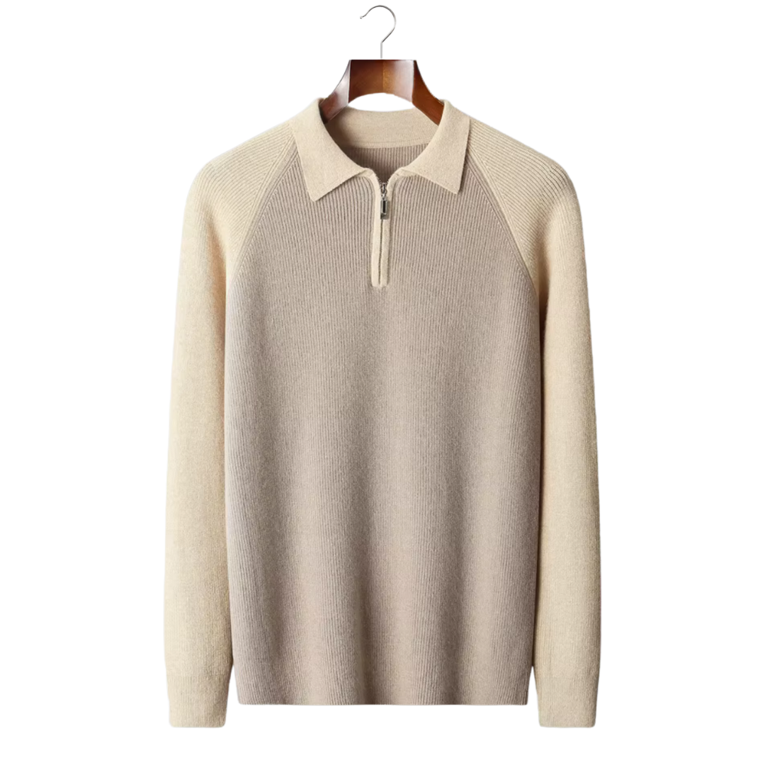 Two-Tone Zipper Sweater Polo