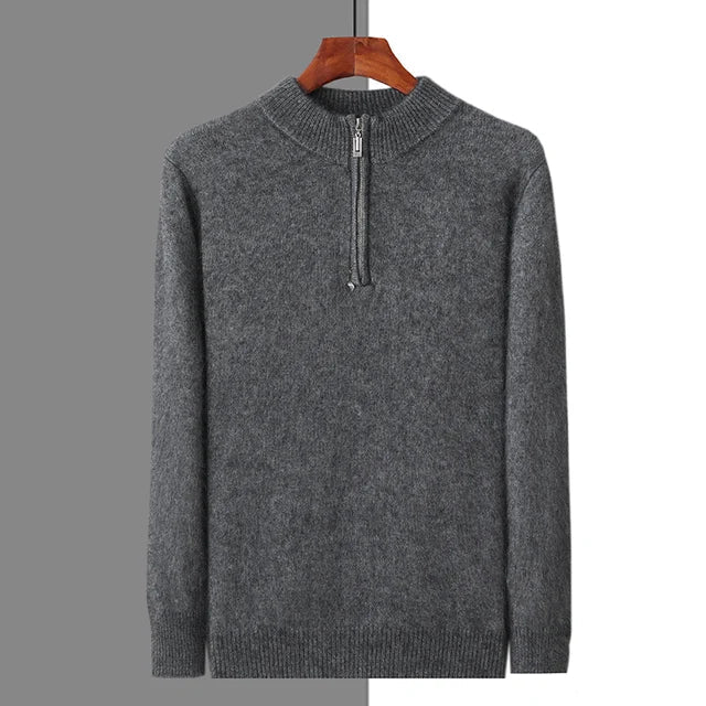 Cashmere Zip-Up Sweater – 100% Premium Cashmere